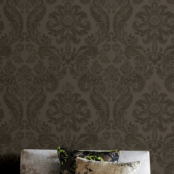 Damask Velvet Wallpaper Black Wayfair